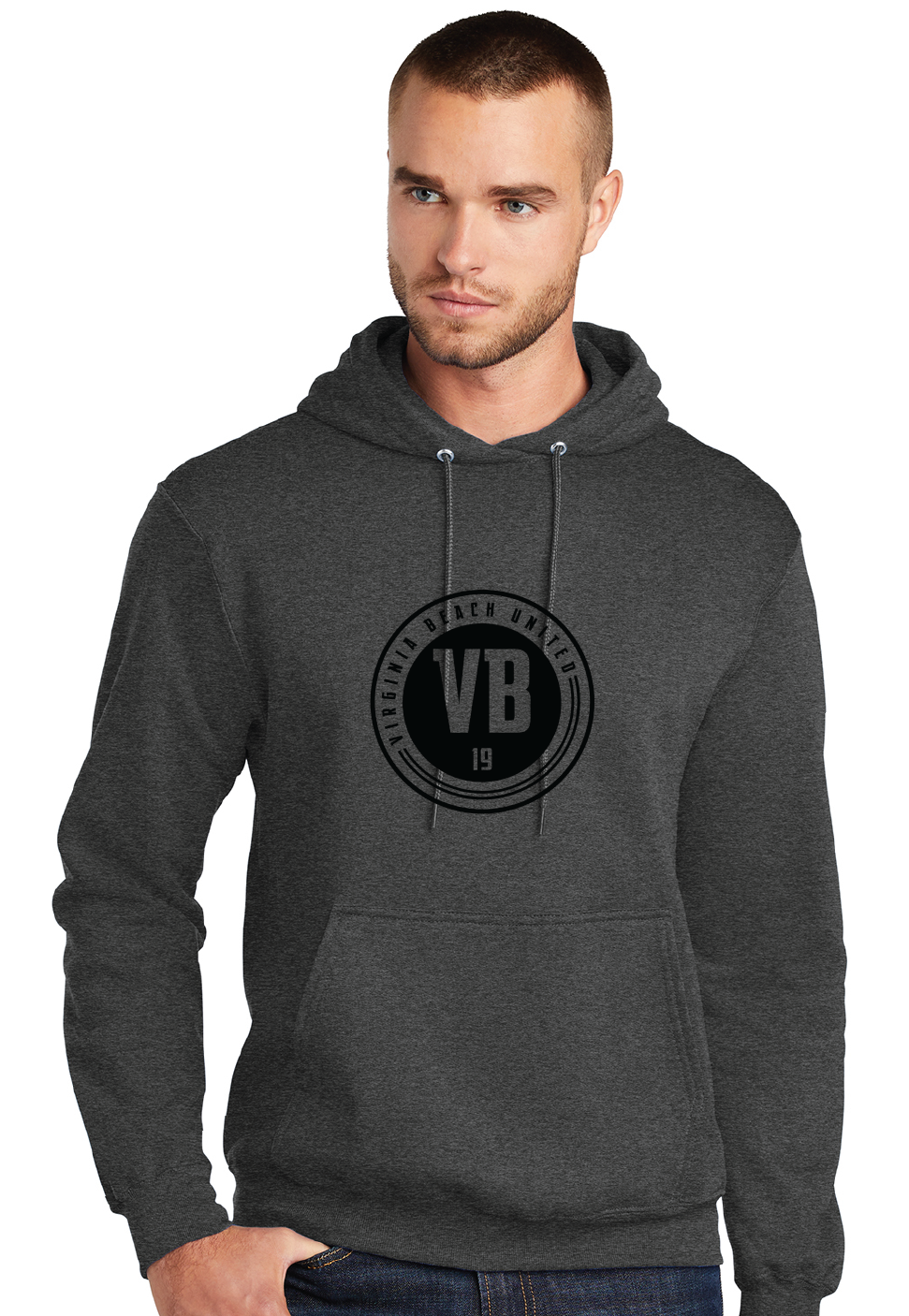 Core Fleece Pullover Hooded Sweatshirt / Dark Heather Charcoal / VB United