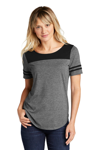 Ladies Tri-Blend Wicking Fan Tee / Black/Dark Grey Heather / VB United